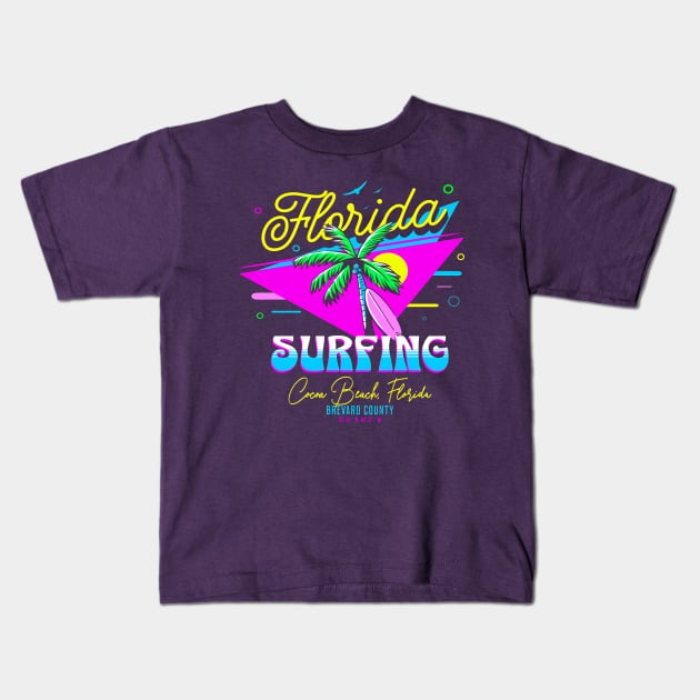 Floria Surfing Cocoa Beach Kids T-Shirt by Moipa